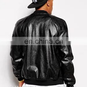 2014 Fashion Colletctions Men's Faux Leather Look Bomber Jacket thumbnail-2