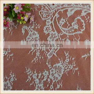 Fancy White Flower Design Bridal Lace Trim Eyelash Lace Fabric Wholesale thumbnail-1