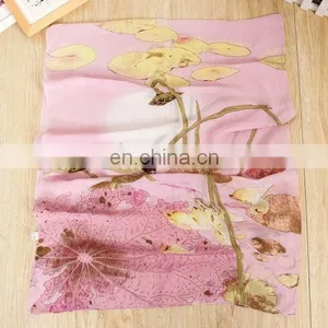 Custom Design Flower Printed Chiffon Promotional Scarf thumbnail-4