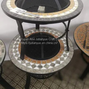 Outdoor Metal Brazier Square Table Firepit Garden Patio Heater/BBQ/Ice Pit With Waterproof Cover (Fire Pit & Grill) thumbnail-3