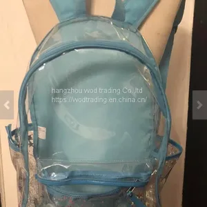 PVC Transparent Zippered Backpack Purse Bag With Book Bag Sparkles thumbnail-1