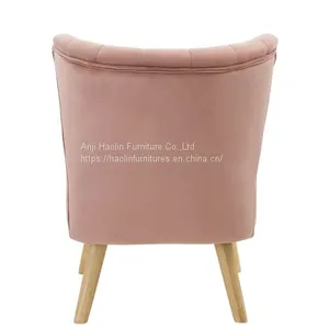 Velvet Upholstered Armless Accent Chair ,Single Leisure Chair for Living Room thumbnail-3