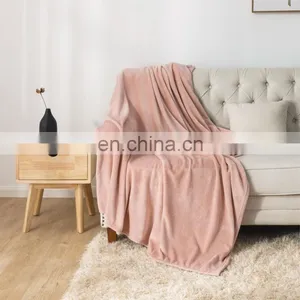 Drop Shipping 7 Days Convenient Delivery Plain Pink Travel Airplane Sofa Fleece Blanket With Samples thumbnail-6