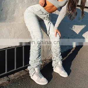 Joggers Women Stacked Leggings Streetwear Women Stacked Pants Womens Fashion Drawstring Sweatpants Woman Pants Clothes thumbnail-2