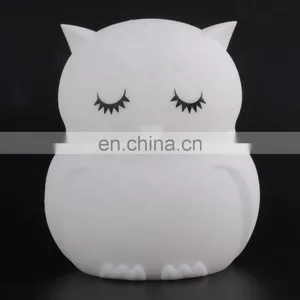 Children Cartoon Cute 3D Owl Shape Silicone Lamp Baby Colorful Sleeping Lighting Touch Night Light for Kids thumbnail-3