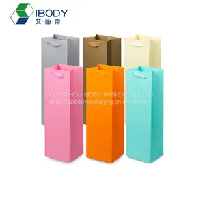 Degradable White Cardboard Reusable Single Bottle Red Wine Packaging Gift Bag thumbnail-1