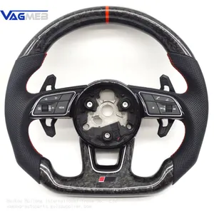 For Audi A4 B9 S4 RS4 Carbon Fiber Steering Wheel Red Line With Paddle Assembly Accessories thumbnail-1