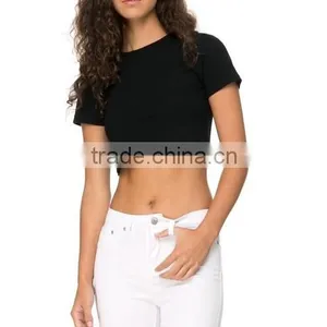 2015 China Manufacturer Customized Ladies Sexy Crop Tee Shirt Quality Choice thumbnail-2