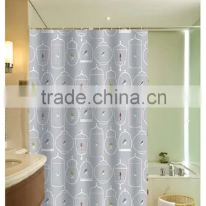 Cages and Birds Printed Simple Design 100% Polyester Shower Curtain for Hotel, Family, Waterproof Bath Curtain thumbnail-1