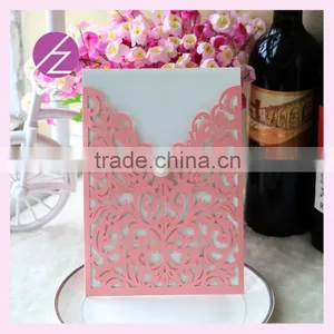 Custom Letterpress Invitations Cards Paper Craft Laser Cut Pocket Thank You /greeting Cards Tiffany Blue Wedding Decorations Quality Choice thumbnail-4