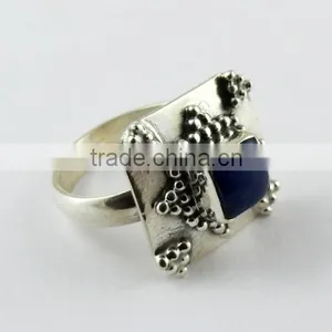 Fiesta Fun Lapis Ring, Gemstone Silver Jewellery, Silver Jewellery India thumbnail-1