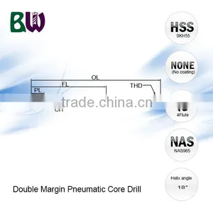 HSS Double Margin Pneumatic Core Drill For Aircraft Pneumatic Drill thumbnail-2