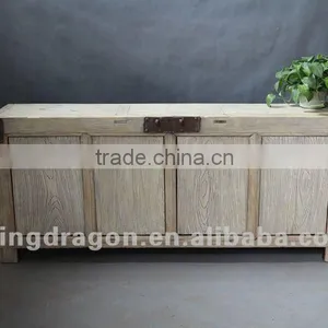 Chinese Antique Furniture Elm Wood Shanxi White Four Door Bedroom Cabinet thumbnail-1