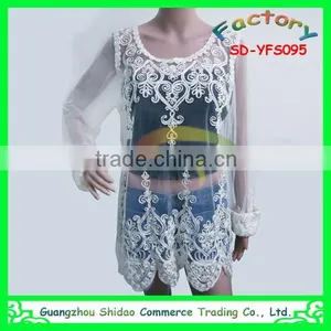 Export Newest Fashionable High Quality Swiss Voile Lace Embroidery Blouse Rope Embroidery Lace Blouse thumbnail-1