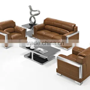 S-28 2015 Best Selling Leather Stainless Steel Frame Office Sofa thumbnail-2