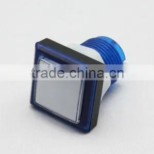 Square 33mm Blue Plastic Arcade Game Machine Push Button Switch Electric Pushbutton Switch With LED Light thumbnail-1