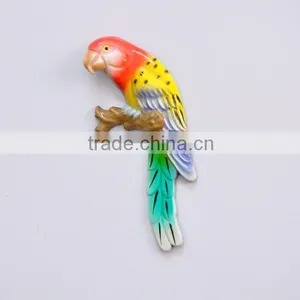 5 Inch Plastic Pearl Powder Flat Parrot Birds Fridge Magnet, Handicraft Wall Hanging thumbnail-2