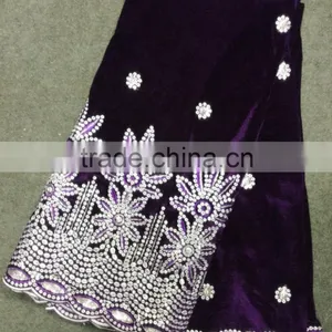 2015 Popular Style African Velvet Lace With Sequins for Girl Dresses thumbnail-2
