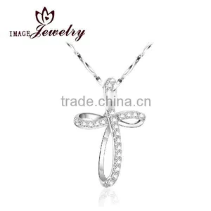 Fashion Garnet 925 Sterlin Silver Cross Pendant thumbnail-1