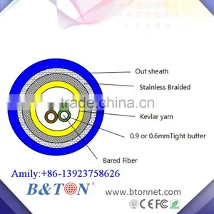 Anti-rodent Indoor Steel Braiding/Braided Armoured 4Core Fiber Optic Cable thumbnail-1