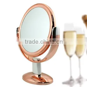Rose Gold Silver Chrome Stand Makeup Mirror 1x/10x Magnification thumbnail-2