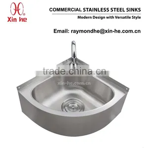 Commercial Catering Hand Wash Basin With Splashback, Wall Hung Stainless Steel Hand Wash Sink for Restaurant thumbnail-2