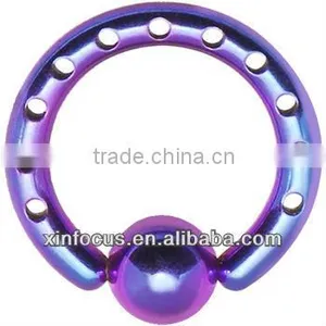 10 Gauge INDUSTRIAL PUNCHED Electric Purple TITANIUM BCR Body Jewelry thumbnail-1