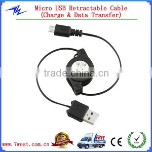 Logo Custom 75cm Retractable Micro USB Cable USB Data Sync Charger Cable for Smartphone thumbnail-1