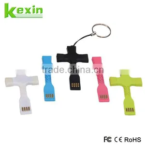 Gift Design Portable Sync Data Micro USB Multi Charger Data Cable 2 in 1 Keychain USB Cable thumbnail-1