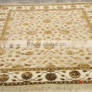 Persian Design Hand Knotted Wool Silk Rugs thumbnail-1