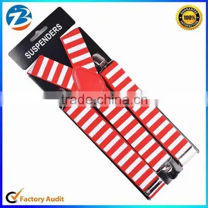 Wholesale Red With White Stripes Printed Wide Elastic Braces Gentle and Lady Suspenders thumbnail-1