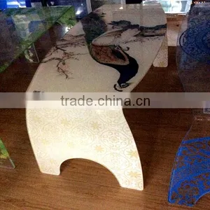 Glass Table Ceramic Digital Print Glass, Full White Ceramic Printing Glass, Bird Design thumbnail-1