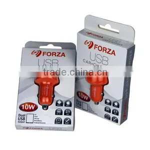 FORZA 5.0V/2.1A Dual USB Car Charger With Clamshell Packaging thumbnail-1