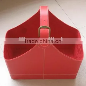 High Quality Crazy Selling Folding Leather Tote Storage Basket thumbnail-1