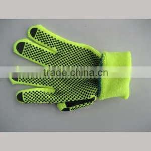 FLUORESCENT STRING KNIT WITH PVC DOTS ON TWO SIDES WINTER GLOVE KINT WRIST GLOVES thumbnail-2