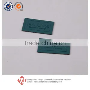 Green Color Embossed Logo Fake Leather Patch PU Label thumbnail-1
