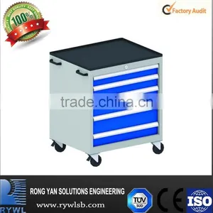 Industrial Movable 5 Drawrs Iron Cabinet on Wheels for Tools and Parts thumbnail-1