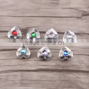 Dark Silver Plated Love Heart Big Hole Bead Charm Fits European Charm Bracelets thumbnail-1