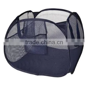 Navy Blue Deluxe Pop-Up Hamper Laundry Basket Pyramid for Colthes , Toys ,bathroom Accessories thumbnail-1