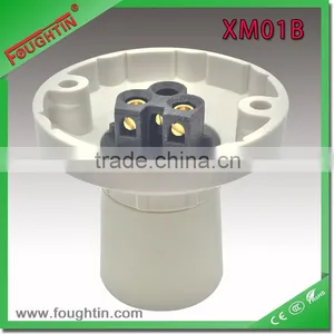 White Color Straight Lamp Holder Screw Type B22 Metal Insert Lampholder thumbnail-2