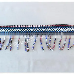 Hot Selling 5cm Width Polyester Ethnic Cheap Beaded Fringe Trim Wholesale thumbnail-2