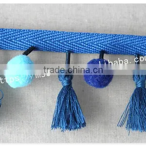 Newest Design Handmade 4.5cm Width Beaded Pompom Fringe Wholesales thumbnail-2