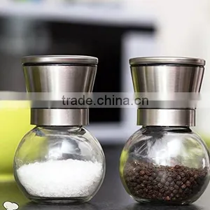 Manual Glass Spice Bottle Grinder/pepper and Salt Mill 6 Oz Glass Body and 5 Grade Adjustable Ceramic Rotor thumbnail-1