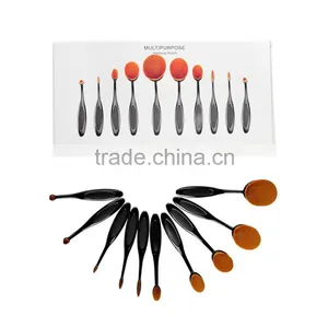10pcs Set Oval Makeup Brush Cosmetic Foundation Cream Powder Blush Makeup Tool thumbnail-1