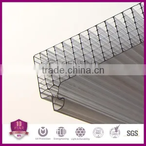 Gensin High Quality UV Resistant 20mm 8-wall Rectangle U-locking Design System Polycarbonate Sheet 1040mm thumbnail-1