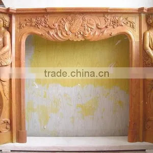 Brown Polished Marble Fireplace for Home Decoration thumbnail-2