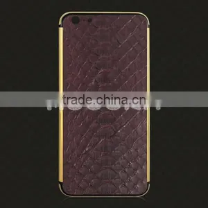 Luxury Crocodile Leather Real 24k Gold Housing, Gold Plated Housing for IPhone 6S 6Plus thumbnail-3