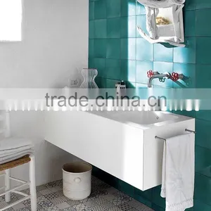 White Bathroom Vanity With Solid Surface Countertop and Built in Sink thumbnail-1