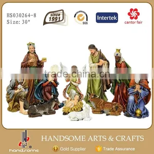 8 Inch Resin Craft Wood Grain Christmas Religious Items Nativity Set thumbnail-2