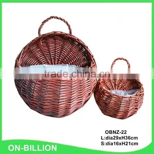 Garden Wall Hanging Wicker Flower Pots With Plastic Liner thumbnail-5